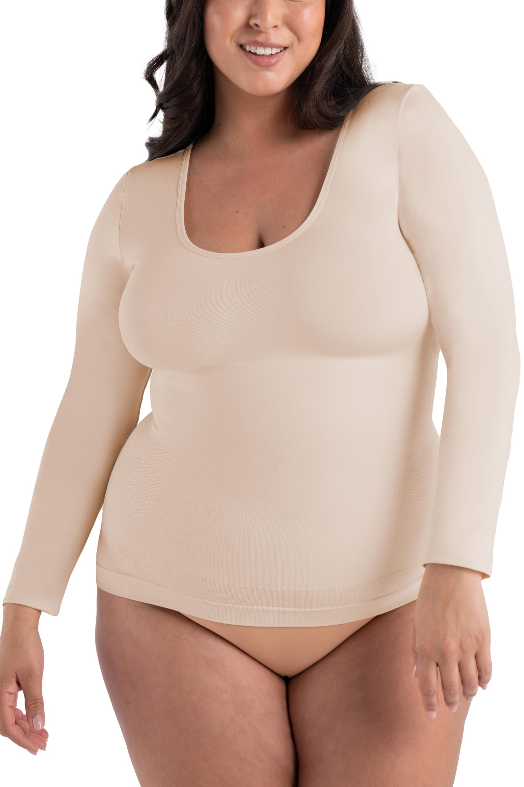 SHAPERMINT Cami Shaper, Womens Long Sleeve T Shirts, Long Sleeve Tops for Women, Compression Shirt Women Long Sleeve Tops